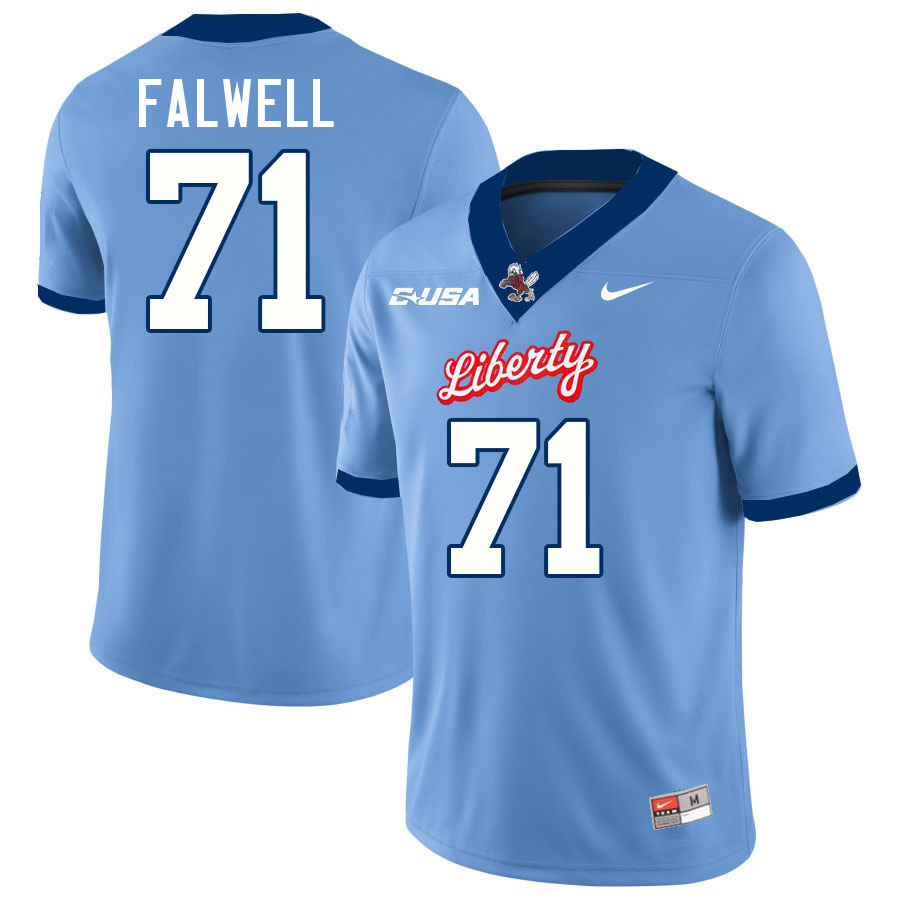 Liberty Flames #71 Jerry Falwell College Football Jerseys Stitched-Light Blue